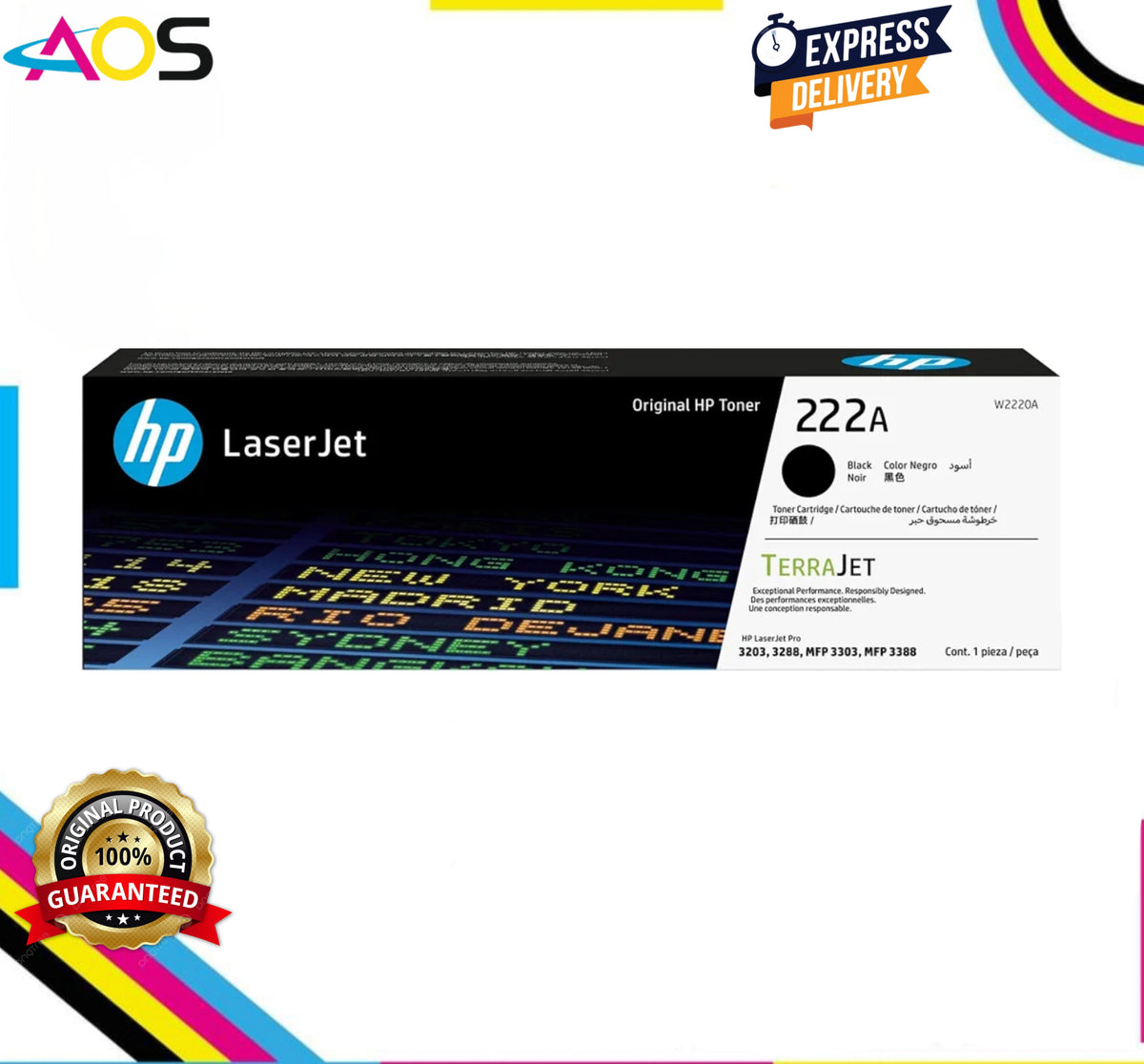 HP 222A Black Toner Cartridge (W2220A) Aos Cartridge