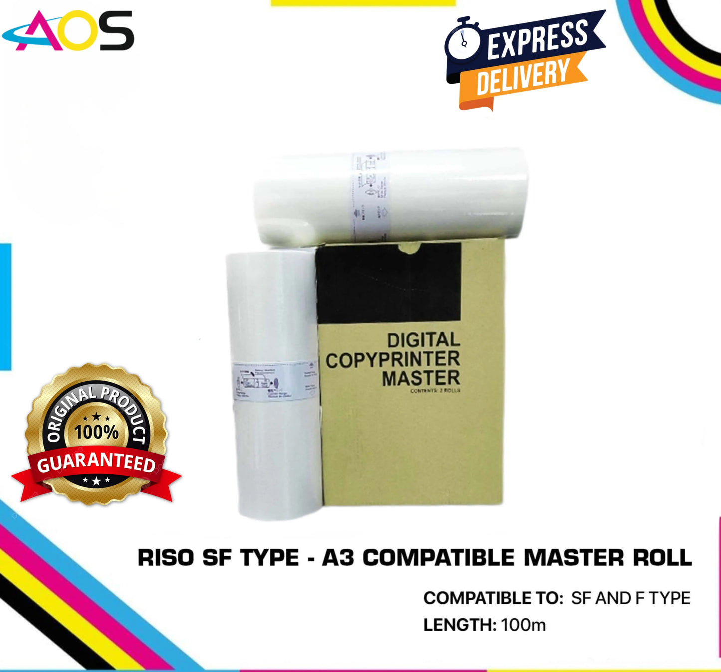 A3 Master roll for riso ftype and sf ,pack of 2 Aos Cartridge