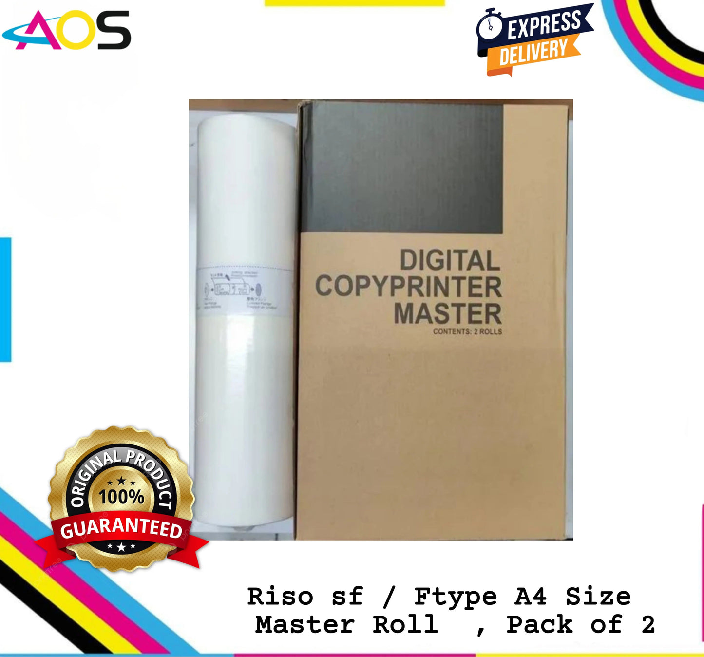 A4 Master roll for Riso Ftype and sf , pack of 2 Aos Cartridge