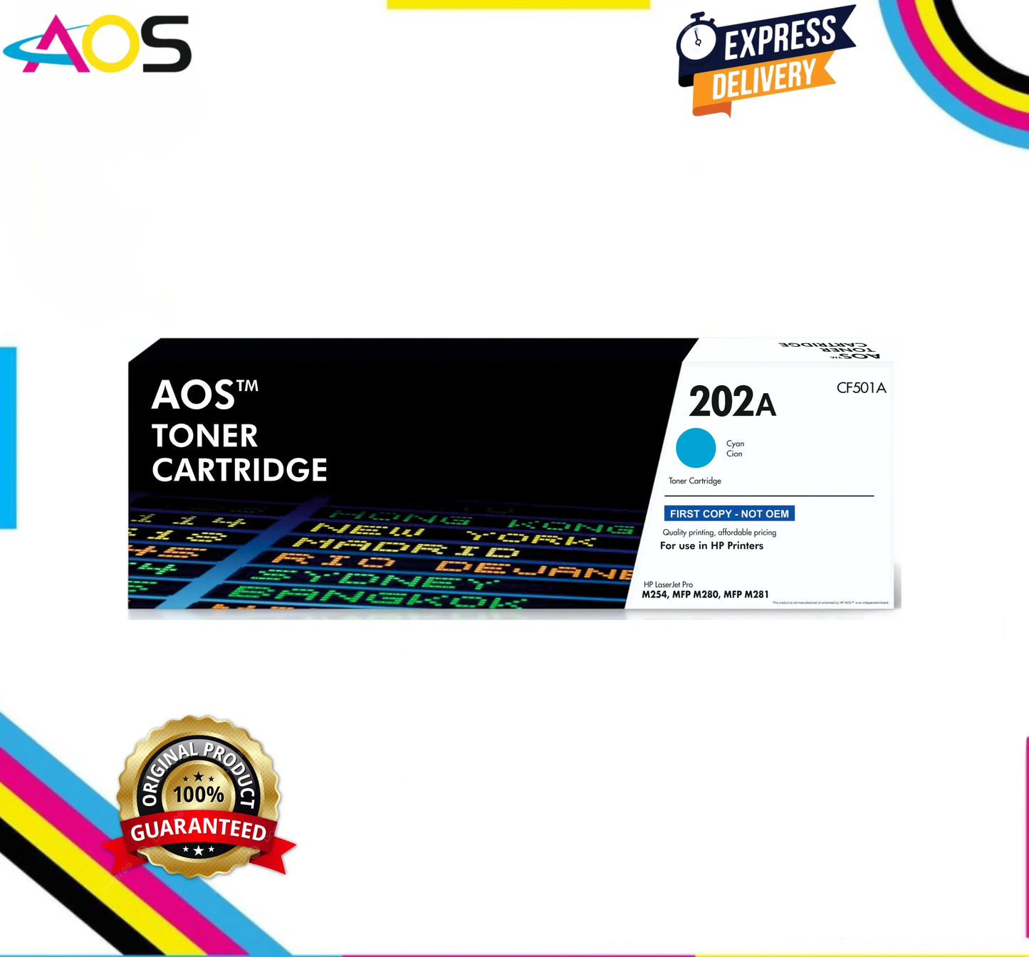Aos 202A Yellow Toner Cartridge - Replacement For HP 202A CF502A Aos Cartridge