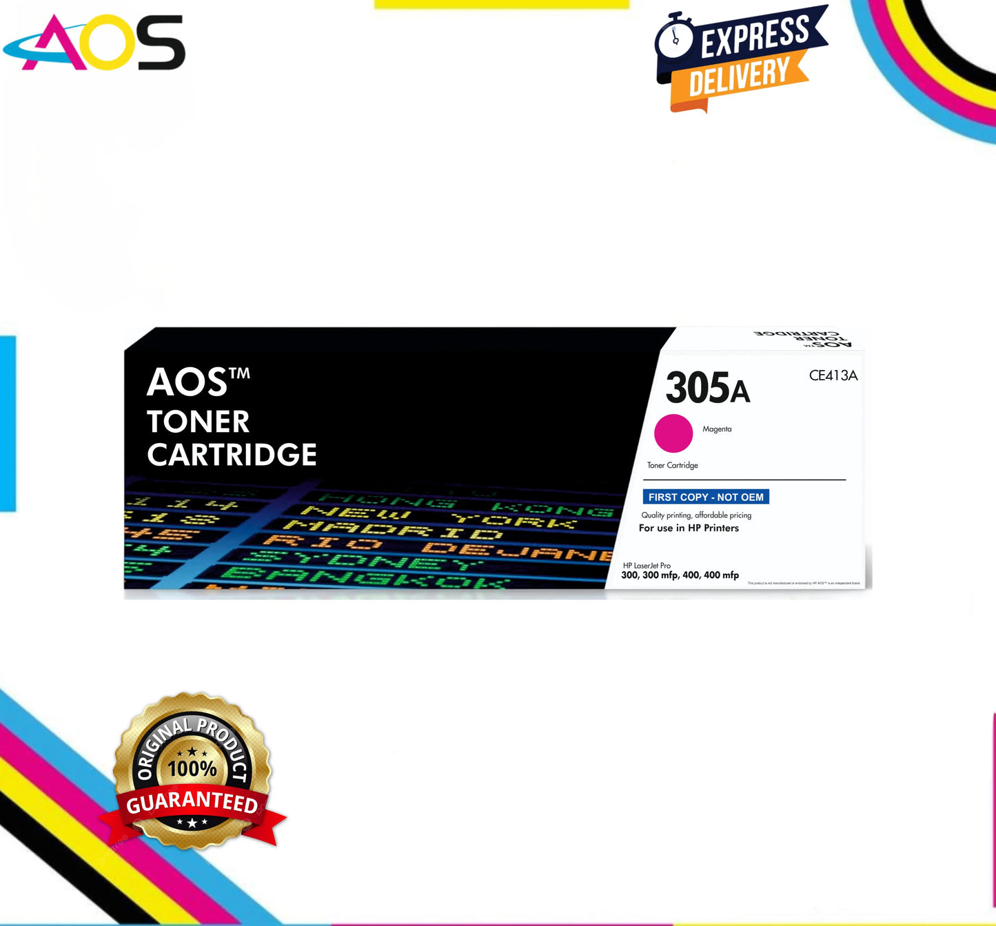 Aos 305A Magenta Toner Cartridge - Replacement For HP 304A CE413A Aos Cartridge