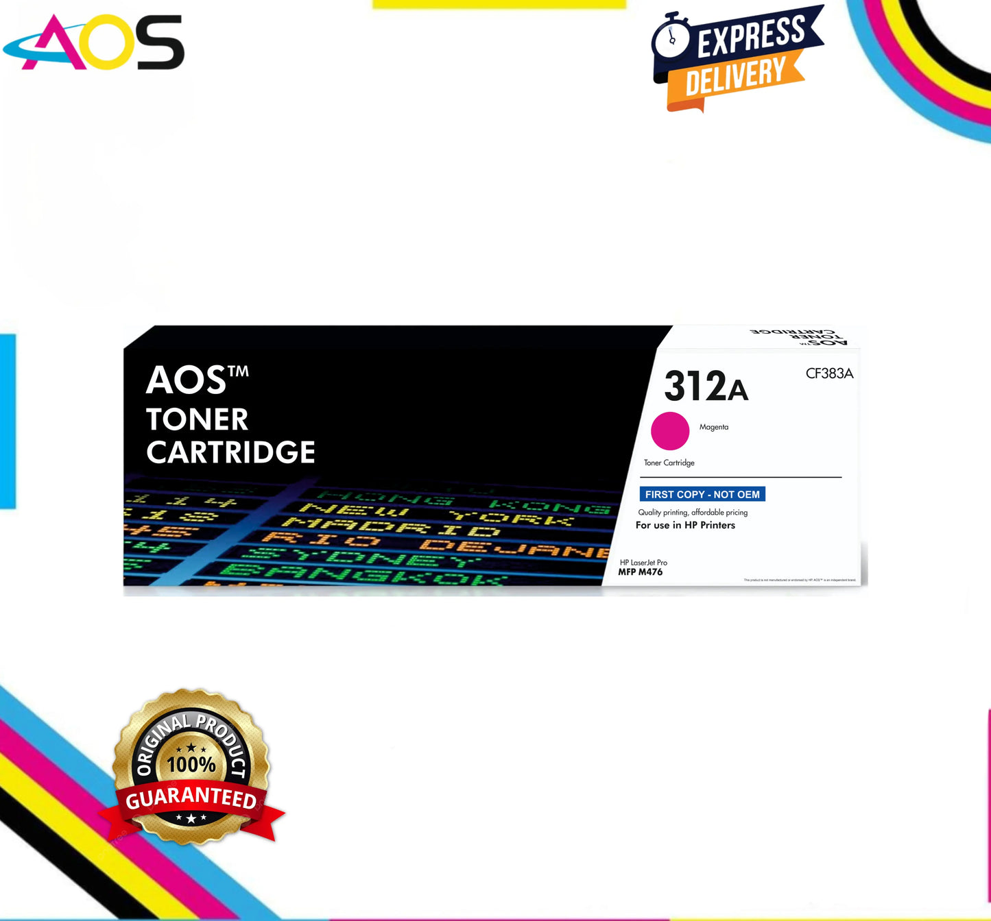 Aos 312A Magenta Toner Cartridge - Replacement For HP 312A CF383A Aos Cartridge
