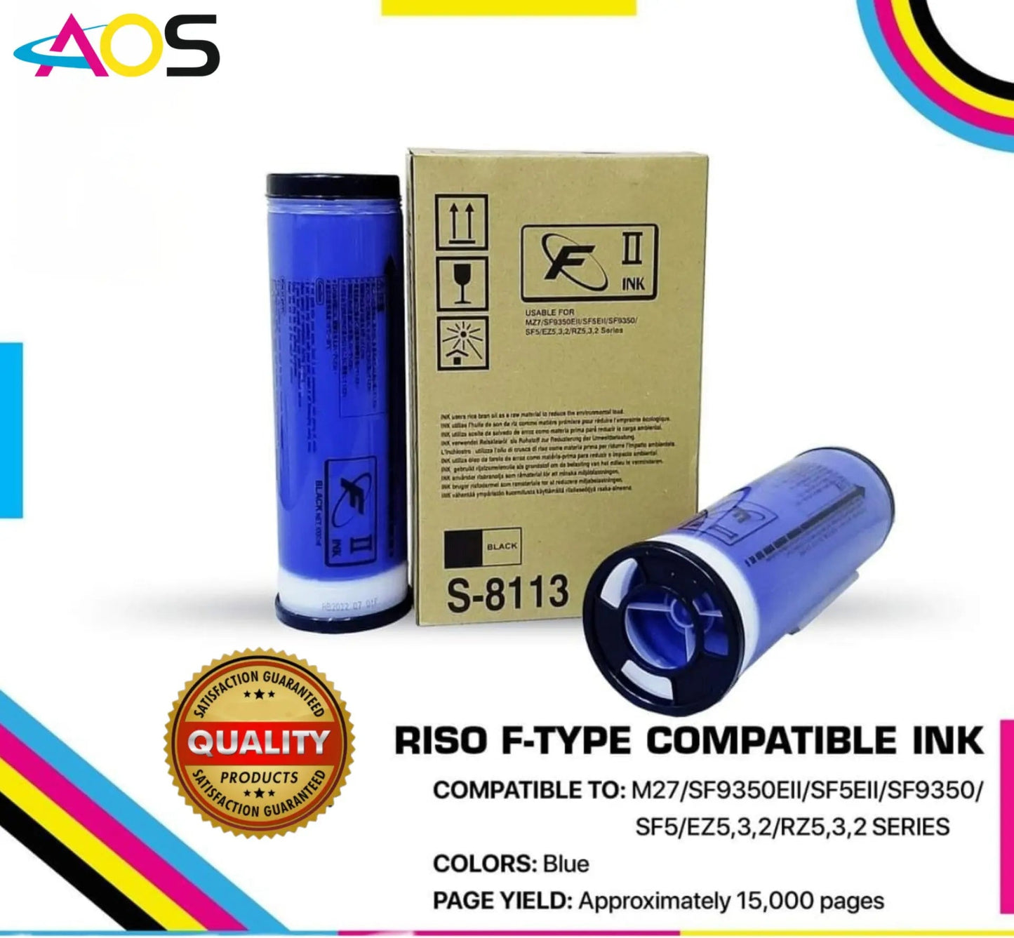 Blue Riso Ftype sf Ink Bottle ,Pack OF 2 Aos Cartridge