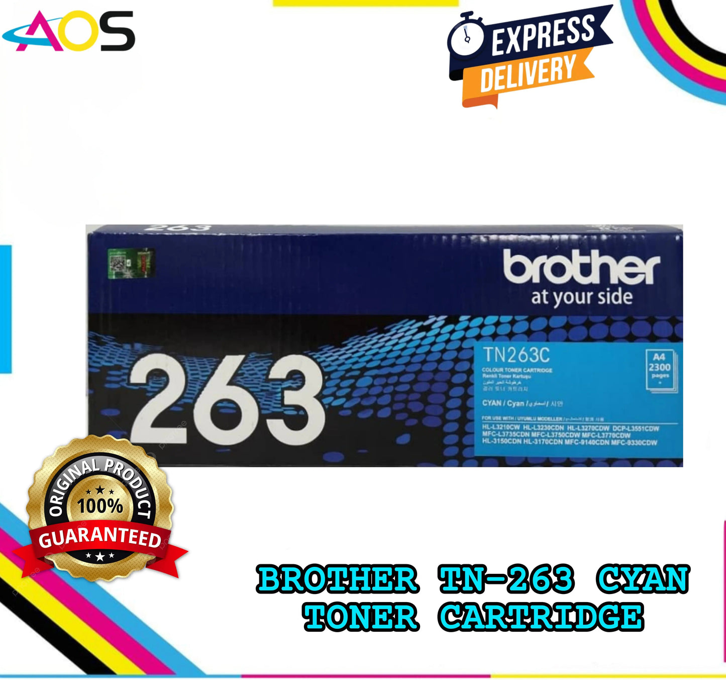 Brother TN 263 Toner Cartridge ,Cyan Aos Cartridge