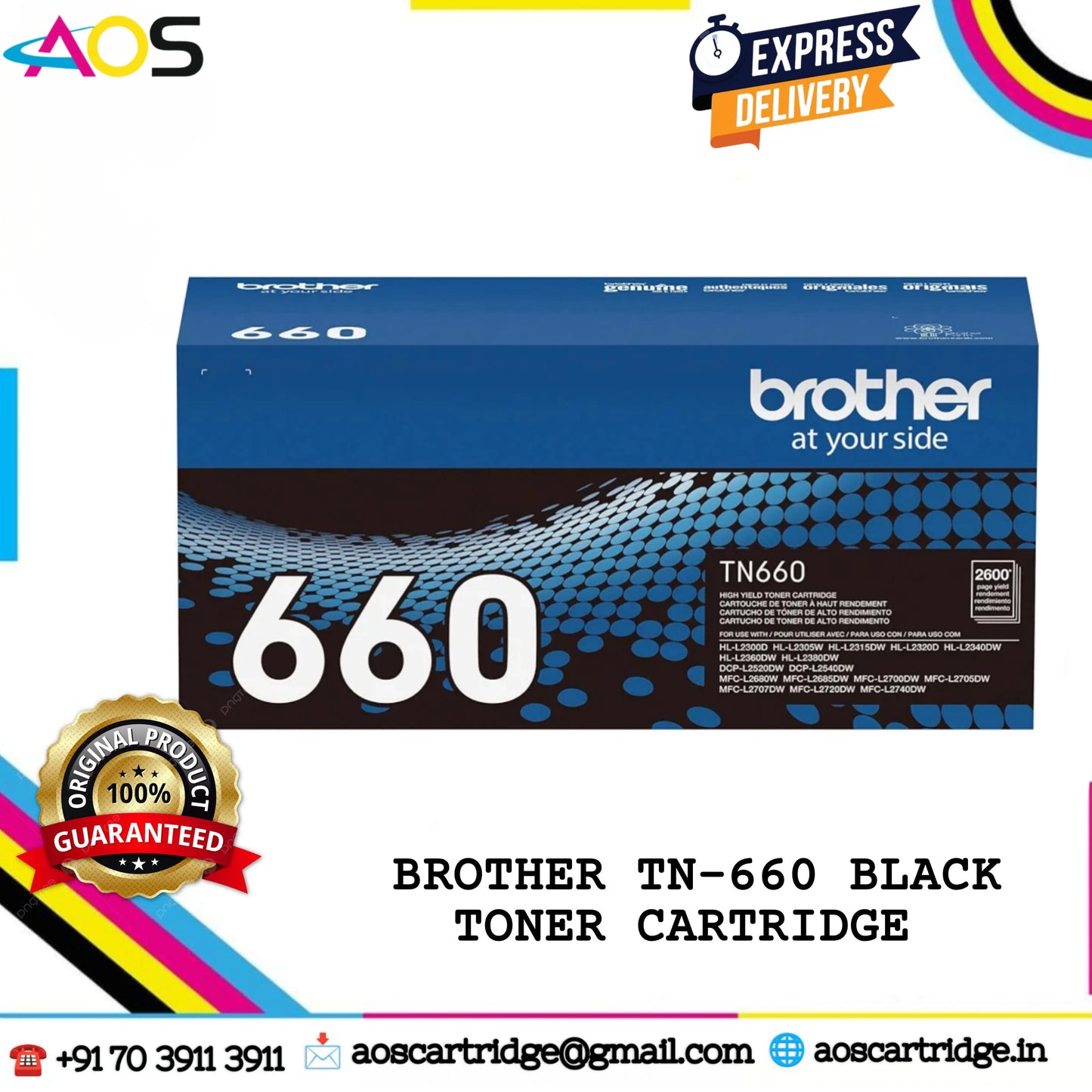 Brother TN 660 Toner Cartridge , Black Aos Cartridge