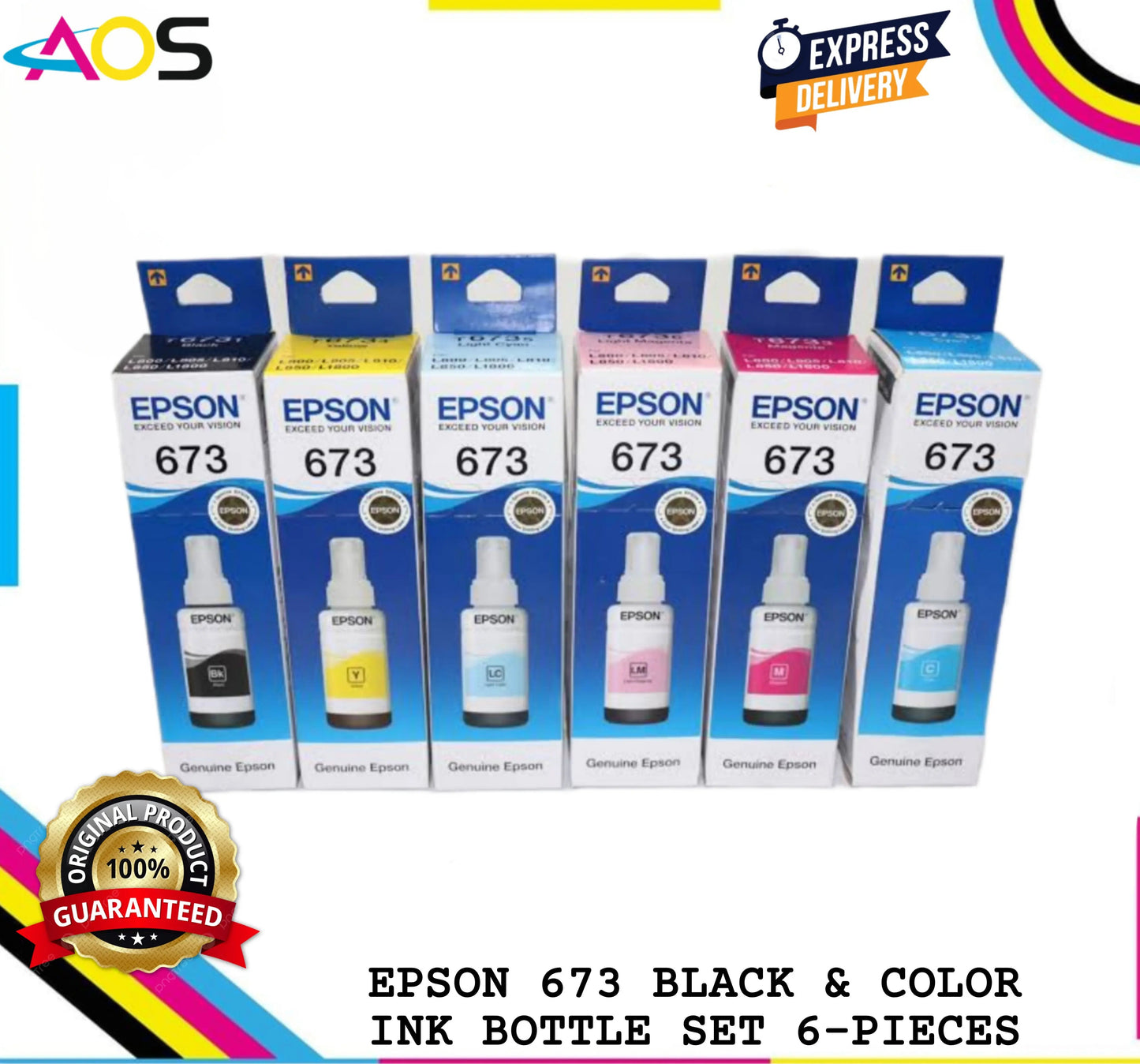 EPSON 673 T673 INK BOTTLE SET 6COLORS - AOS Cartridge