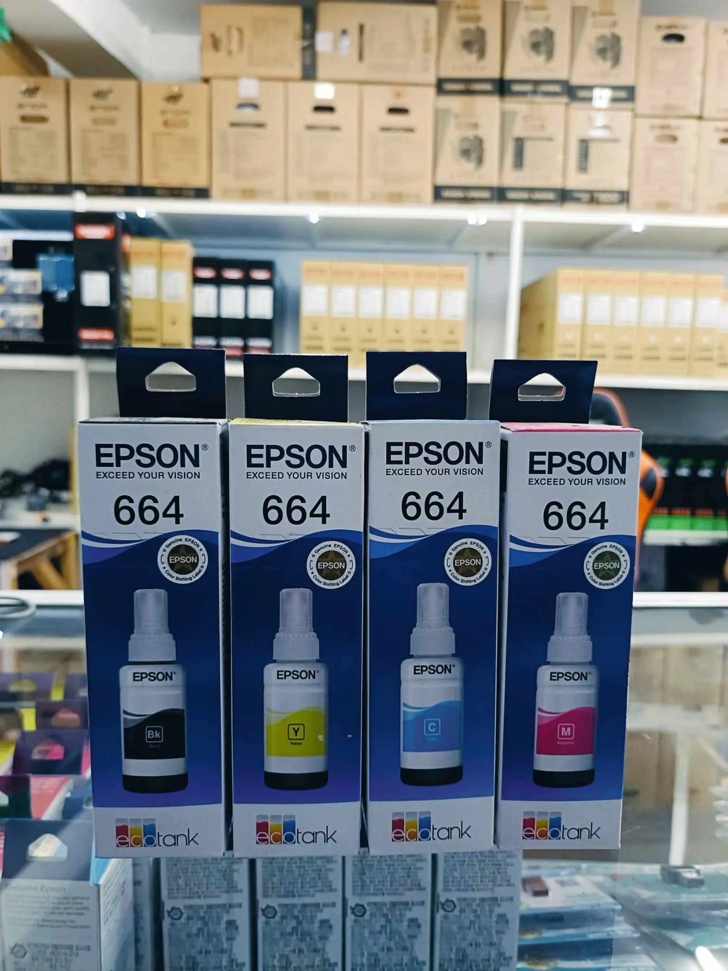 EPSON T664 INK BOTTLE SET CMYK 70ml - AOS Cartridge