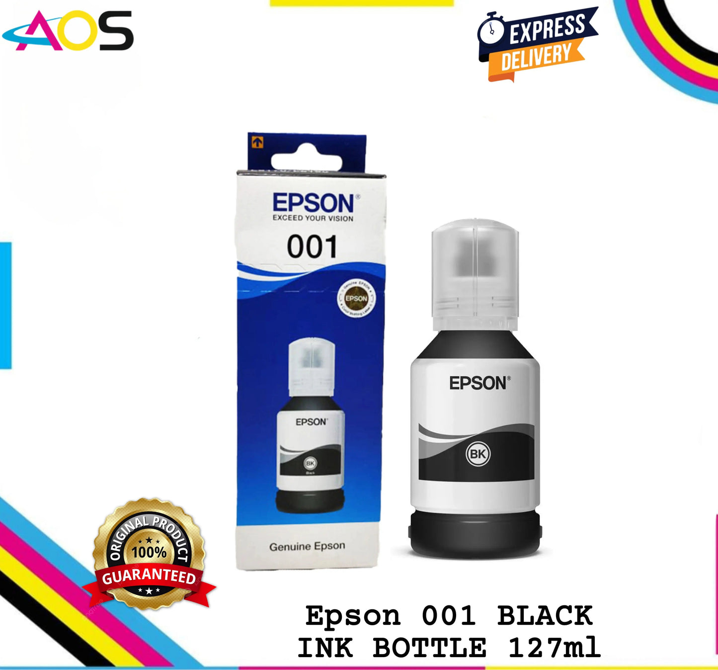 Epson 001 Ink Bottle Black , 127ml Aos Cartridge