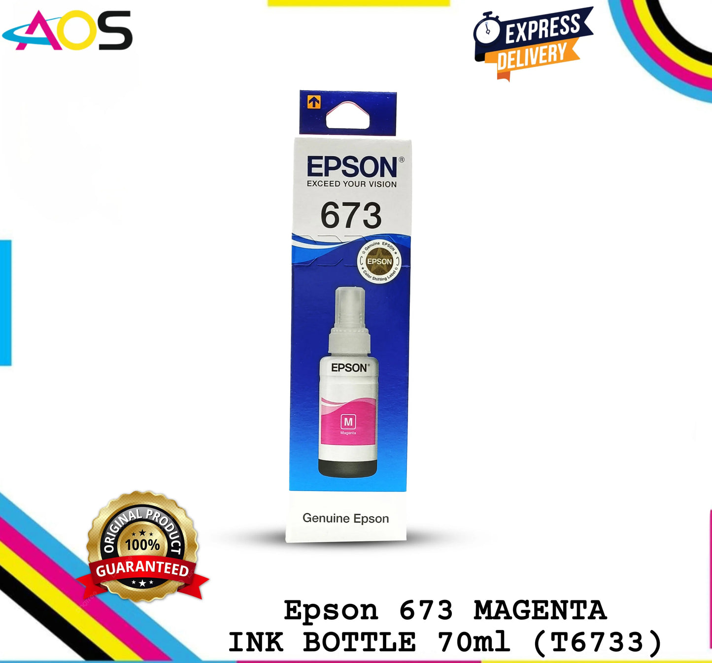 Epson 673 Ink Bottle Magenta T6733 AOS Cartridge