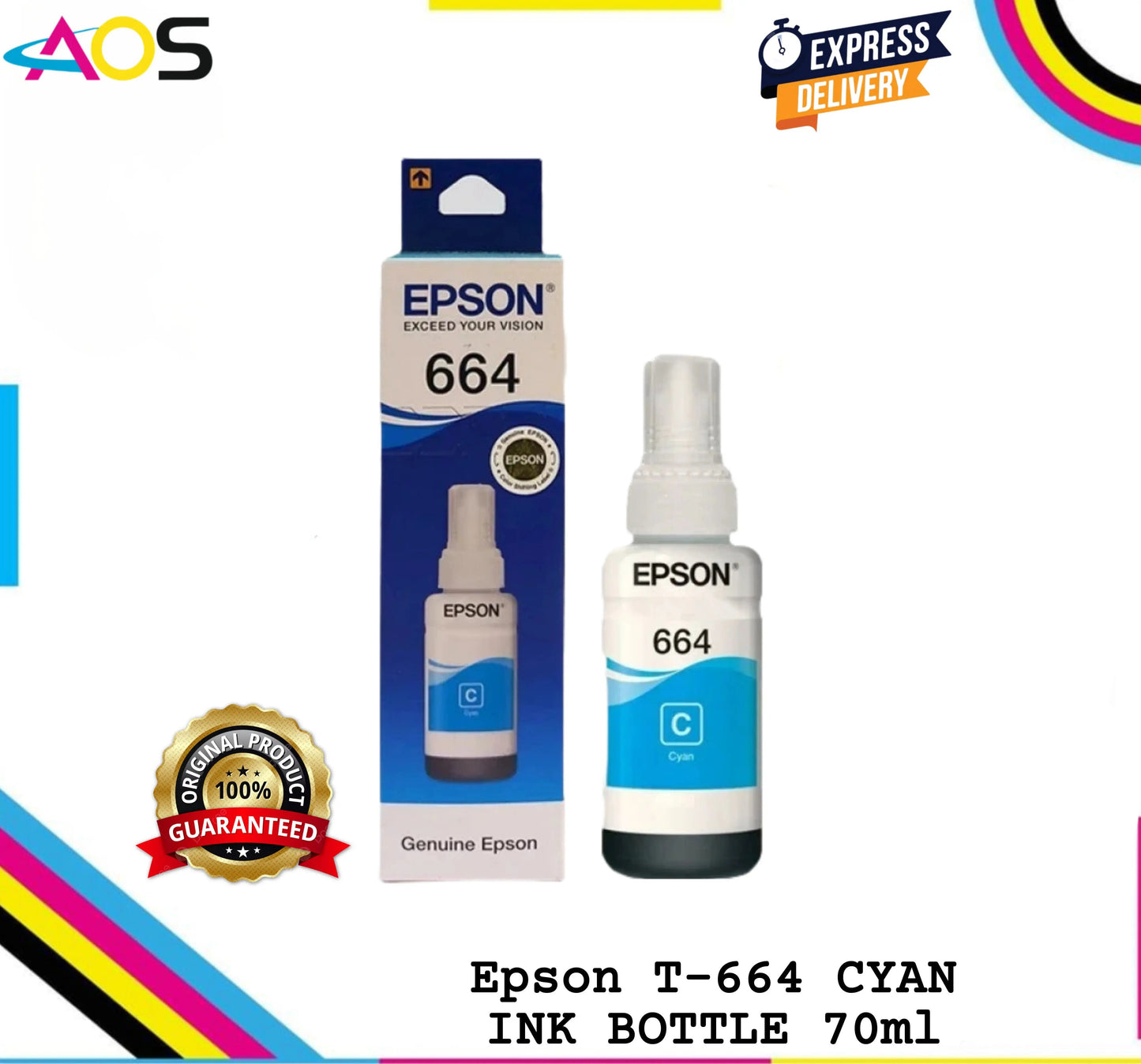 Epson T664 Ink Bottle 70ml - AOS Cartridge