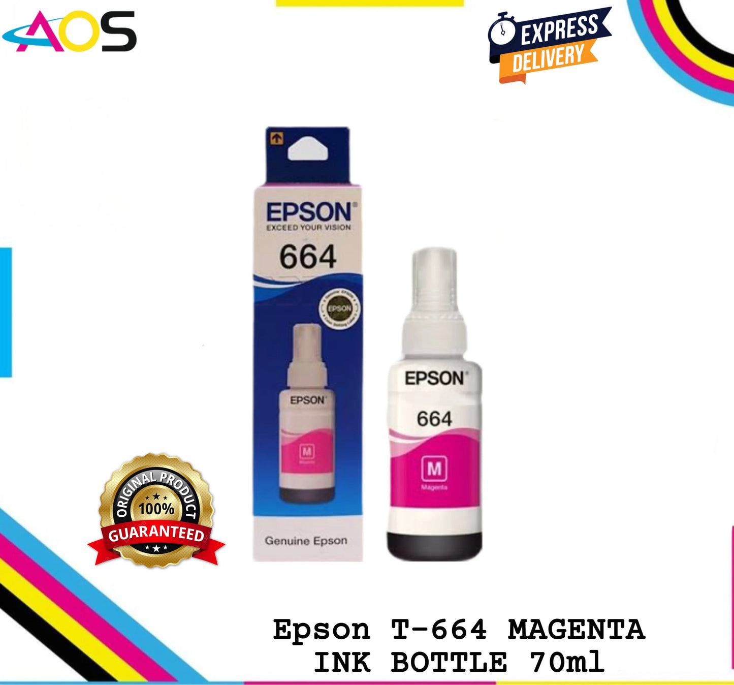 Epson T664 Ink Bottle 70ml - AOS Cartridge