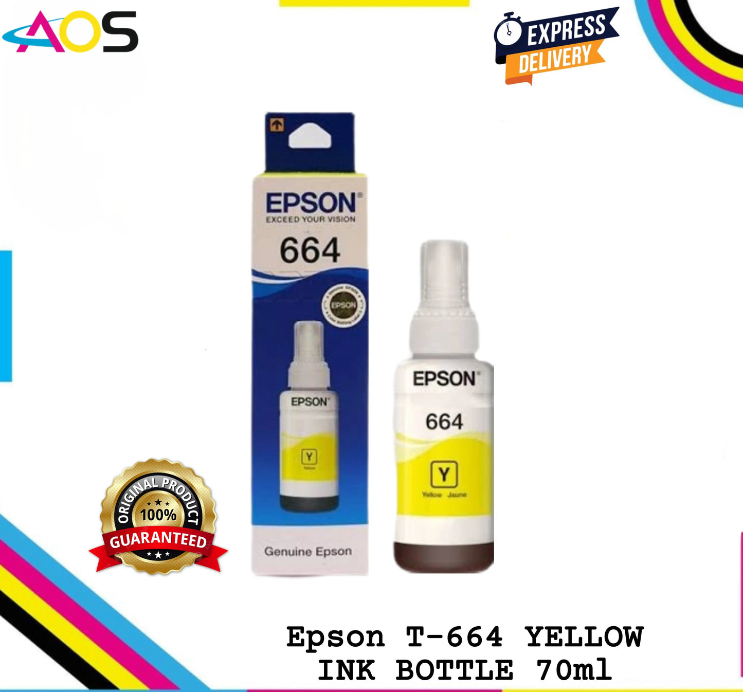 Epson T664 Ink Bottle 70ml - AOS Cartridge