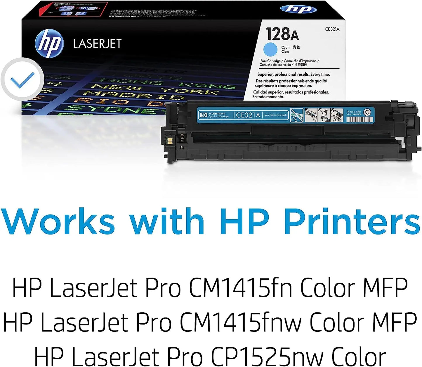 HP 128A Cyan Original Laserjet Toner Cartridge (CE321A) Aos Cartridge