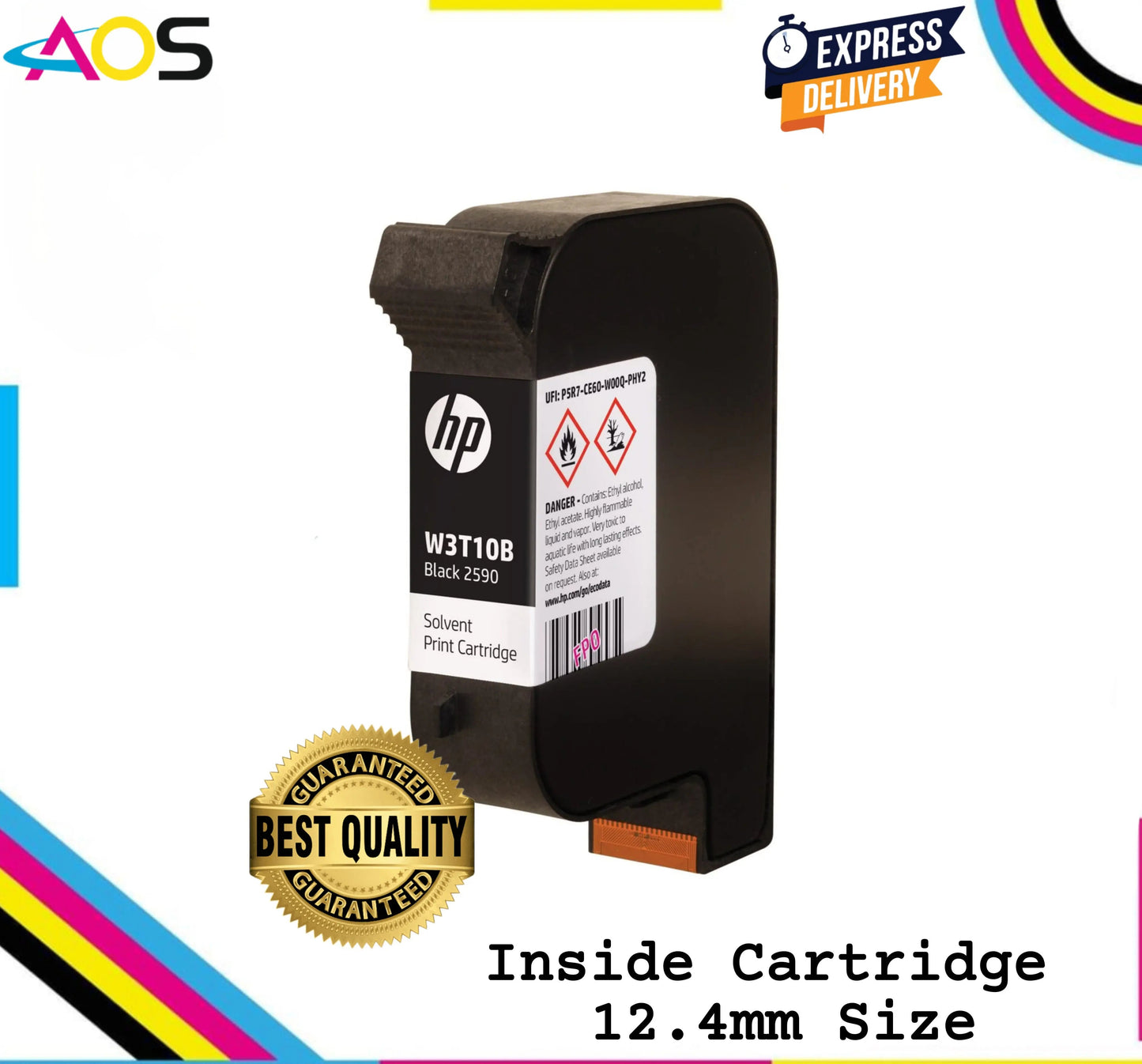 HP 2590 solvent black ink cartridge W3T10B Aos Cartridge