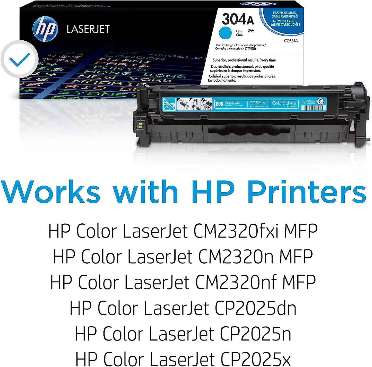 HP 304A Cyan Original Laserjet Toner Cartridge (CC531A) Aos Cartridge