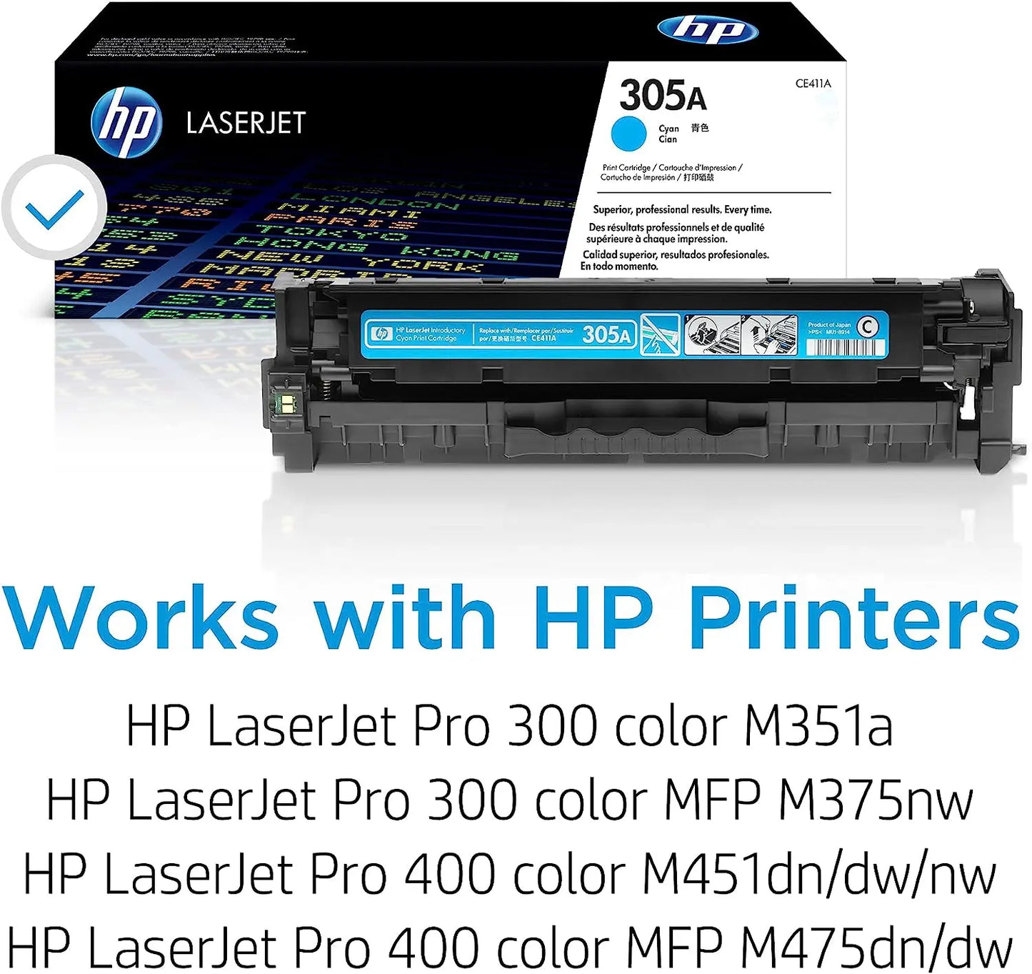 HP 305A Cyan Original Laserjet Toner Cartridge (CE411A) Aos Cartridge