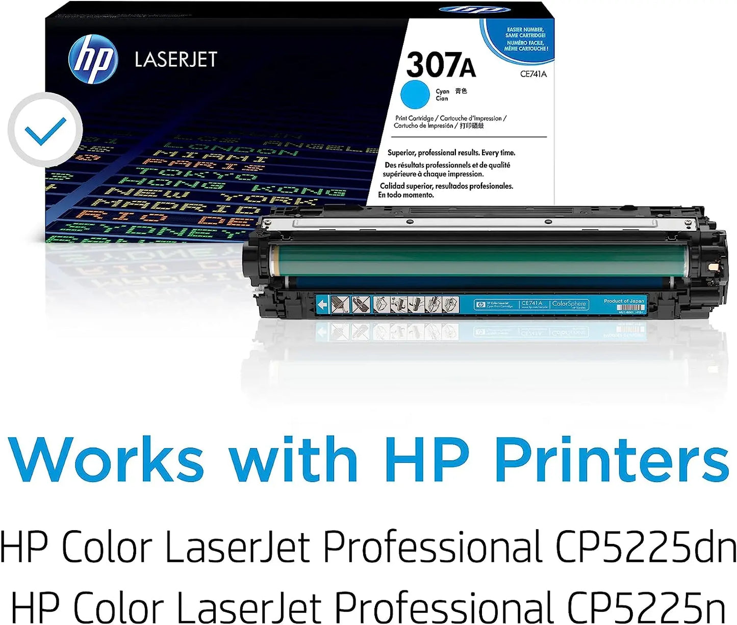 HP 307A Cyan Original Laserjet Toner Cartridge (CE741A) Aos Cartridge
