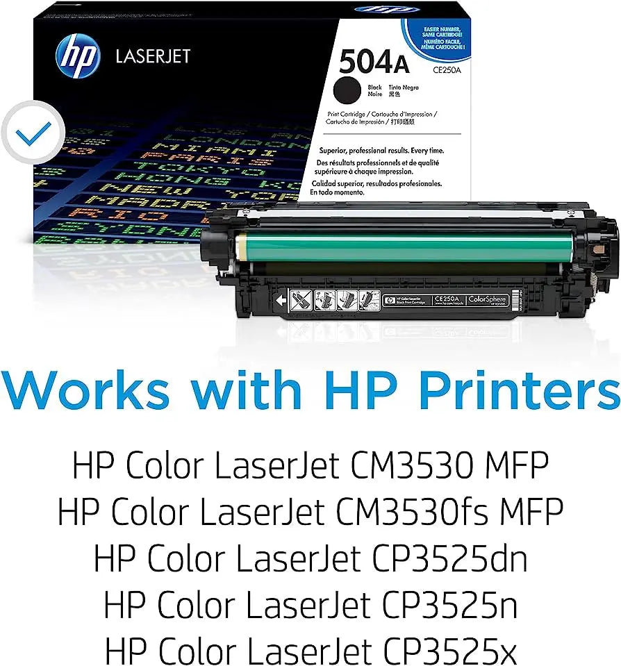 HP 504A Black Original Laserjet Toner Cartridge (CE250A) Aos Cartridge