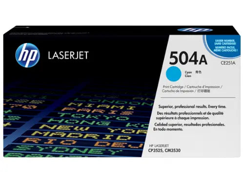 HP 504A Cyan Original Laserjet Toner Cartridge (CE251A) Aos Cartridge