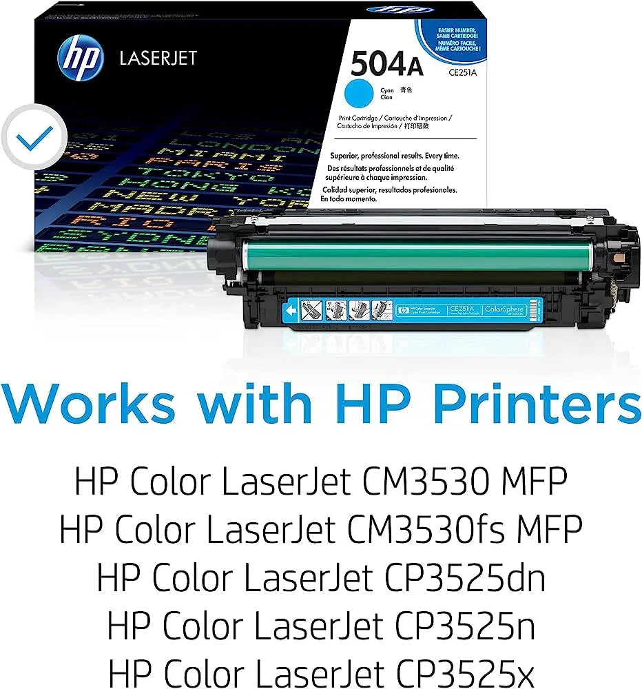 HP 504A Cyan Original Laserjet Toner Cartridge (CE251A) Aos Cartridge