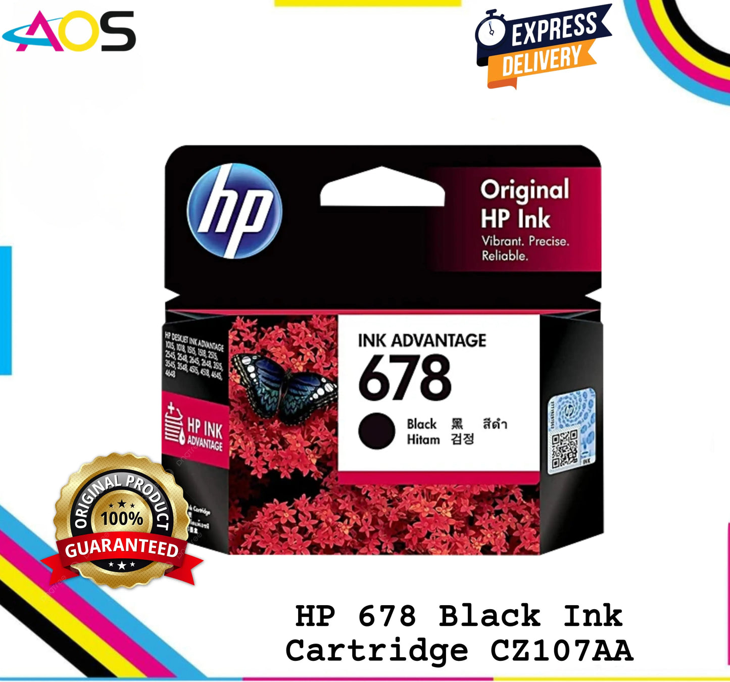 HP 678 Black Original Ink Cartridge, CZ107AA - Rs.710 Aos Cartridge