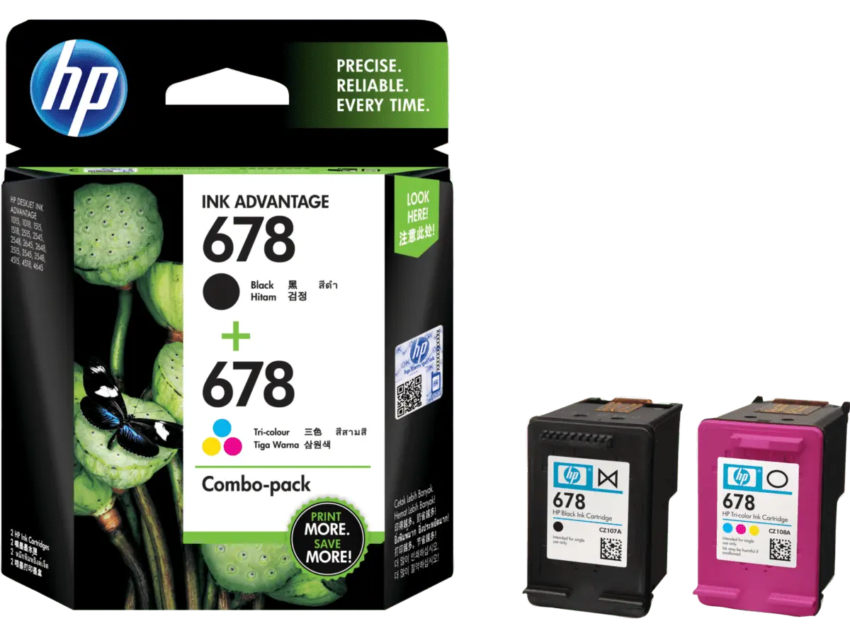 HP 678 Black+Tri-Color Combo Original Ink Cartridge, L0S24AA - Rs.1415 Aos Cartridge