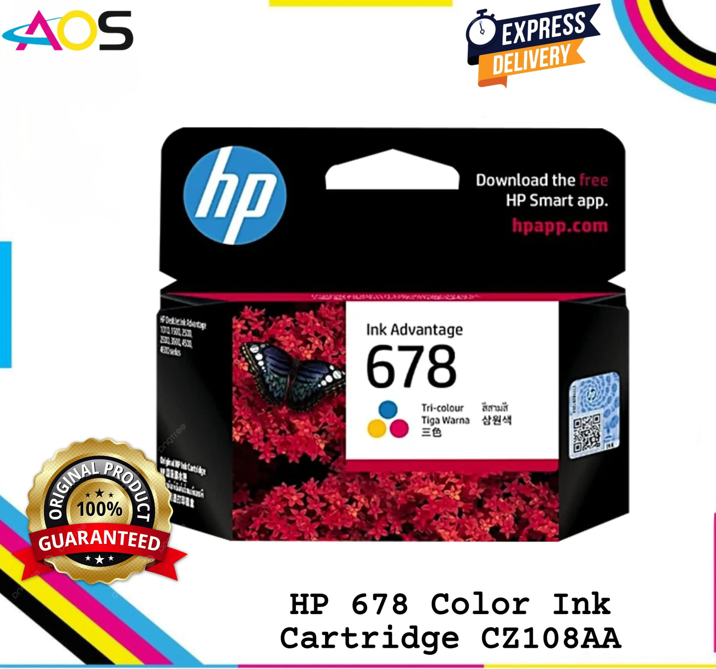 HP 678 Tri-Color Original Ink Cartridge, CZ108AA Rs.710 Aos Cartridge