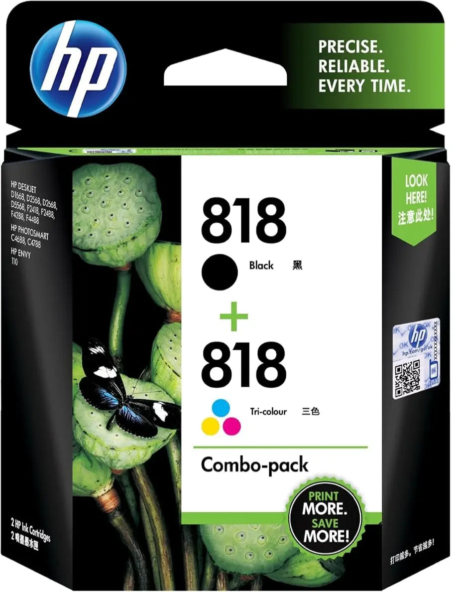 HP 818 Black+TriColor Original Combo Ink Cartridge,CN068AA - Rs.1585 Aos Cartridge