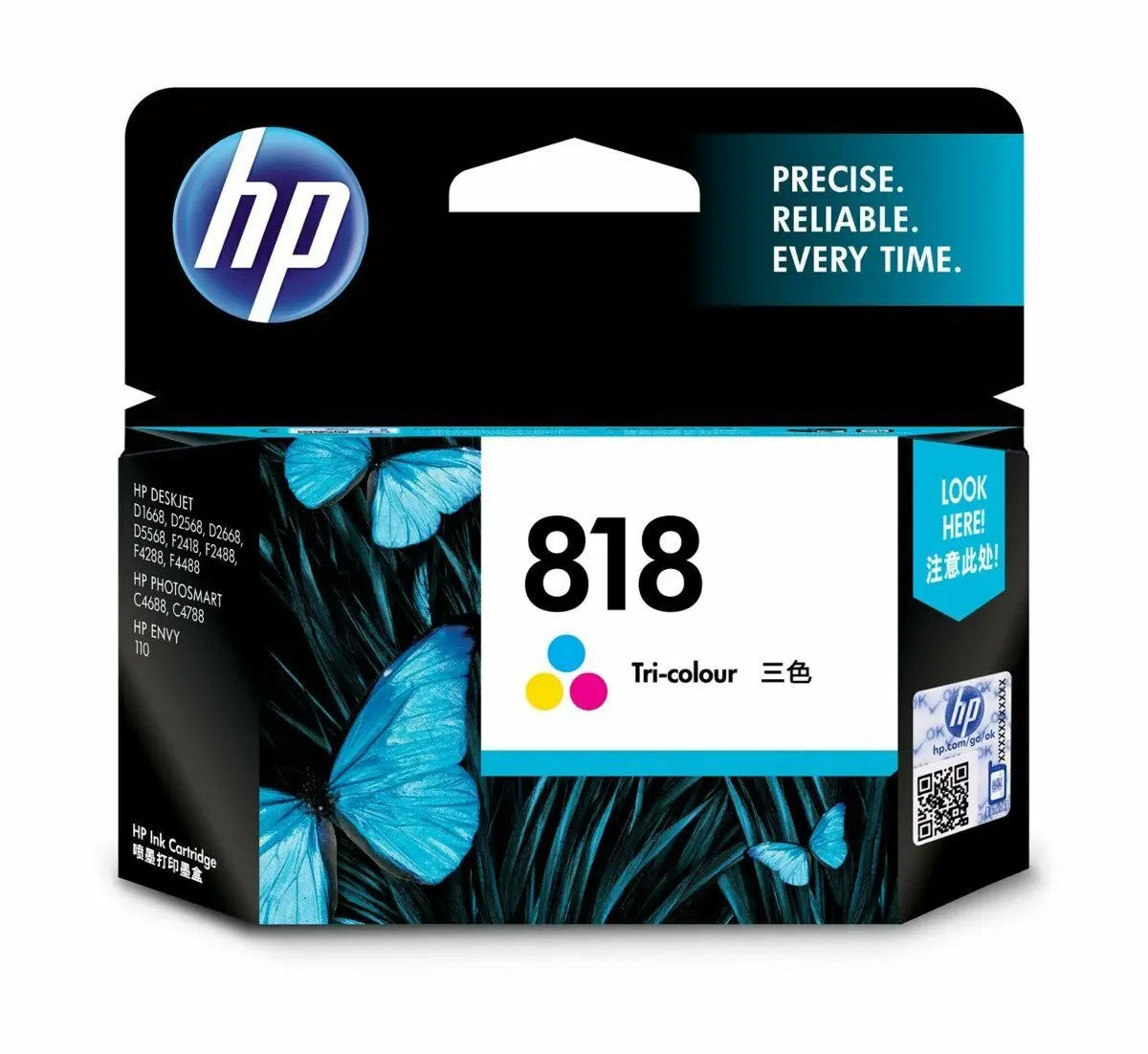 HP 818 Tri-Color Original Ink Cartridge, CC643ZZ Aos Cartridge