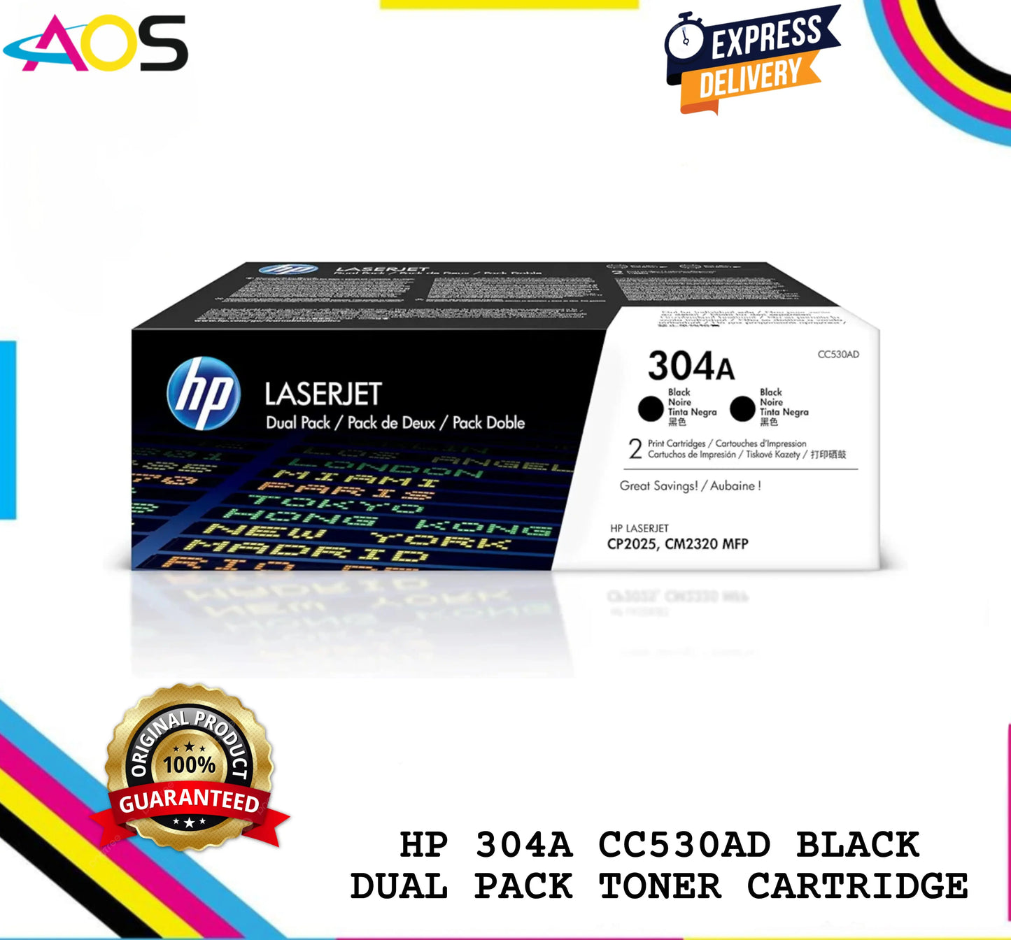 Hp 304a dual pack black toner cartridge