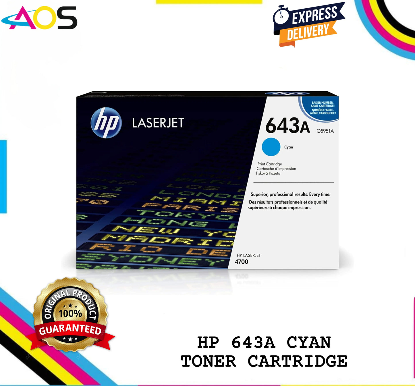 Hp 643a cyan toner cartridge