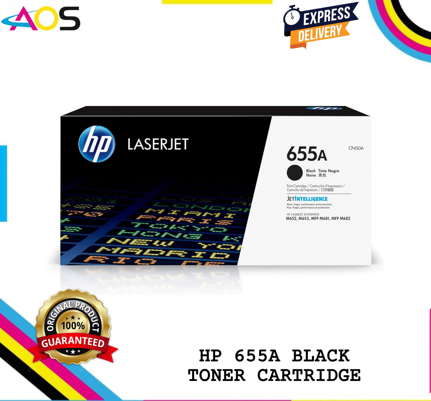 Non-Oem HP 655A Black Toner Cartridge (CF450A) - Aos Cartridge Aos Cartridge