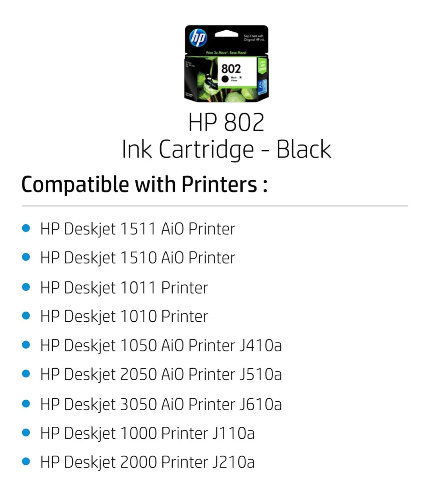 HP 802 Black Large Ink