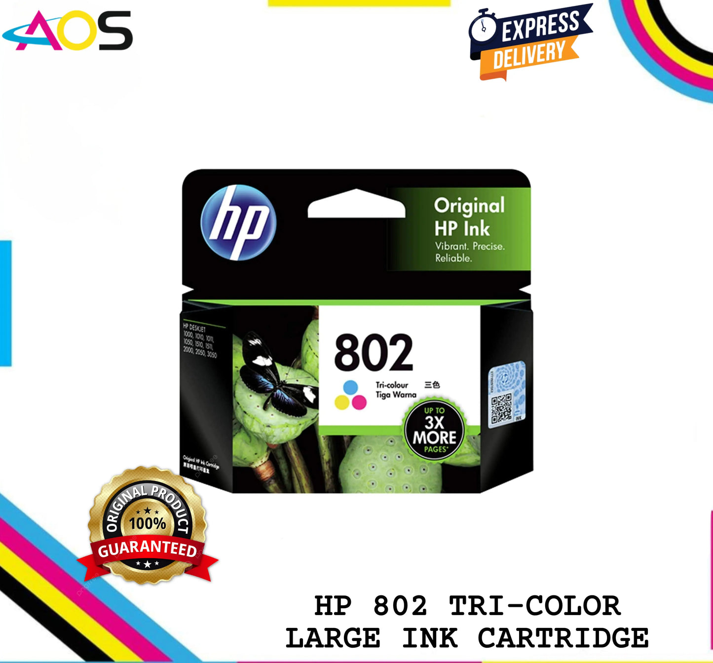 HP 802 Large Tri-Color Ink Cartridge