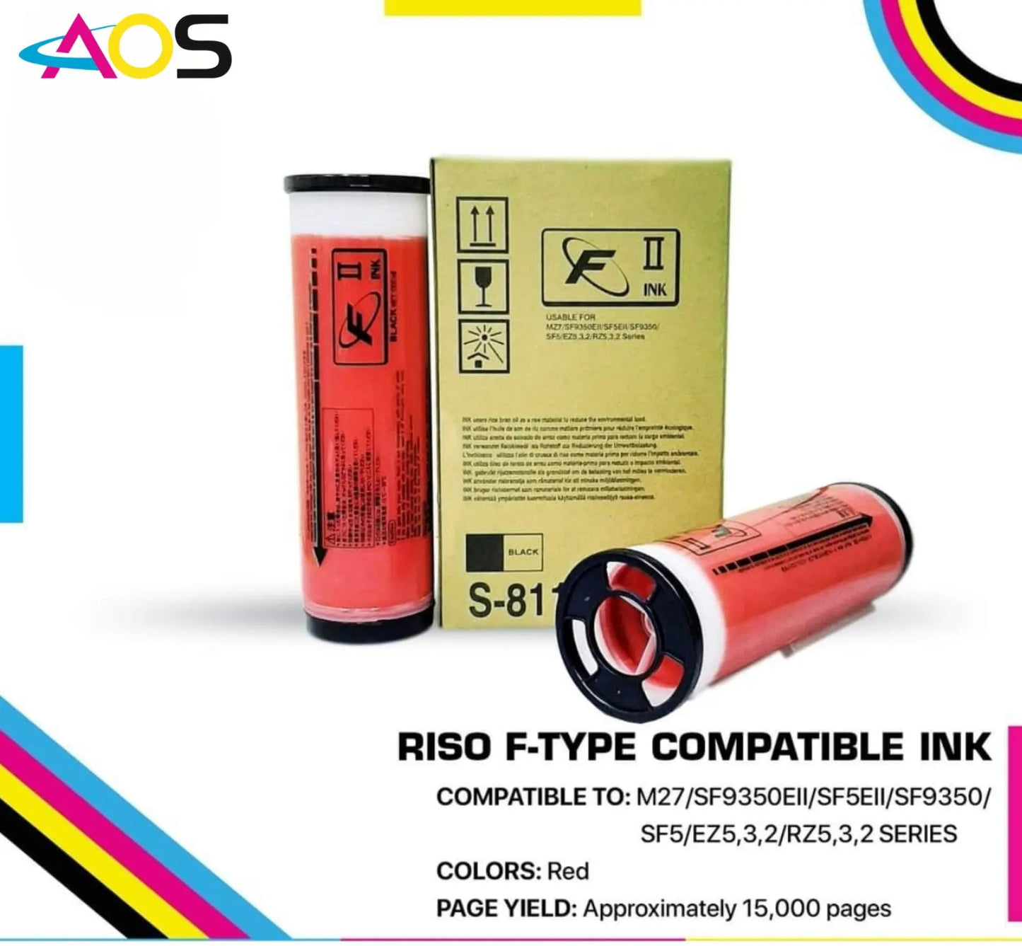 Red Riso Ftype sf Ink Bottle,Pack Of 2 Aos Cartridge