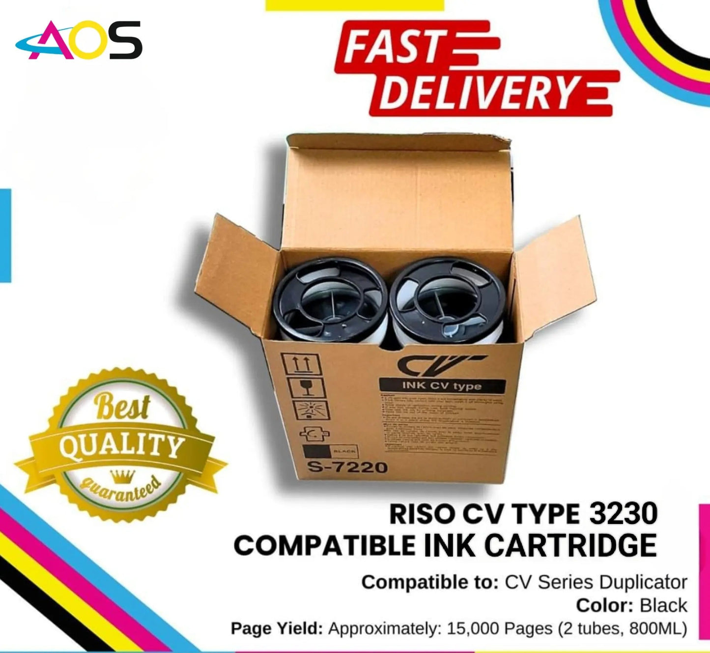 black riso cv 3230 ink bottle, pack of 2 Aos Cartridge