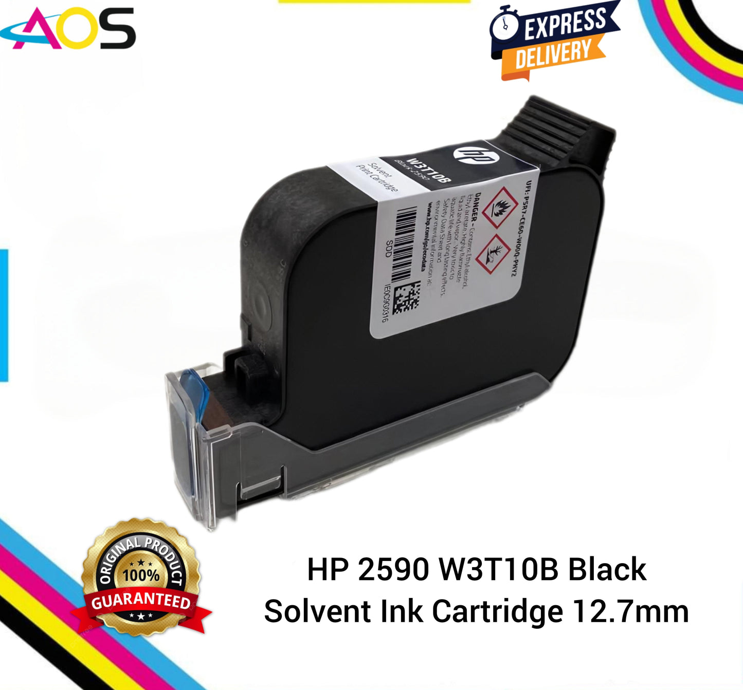 HP 2590 solvent black ink cartridge W3T10B Aos Cartridge