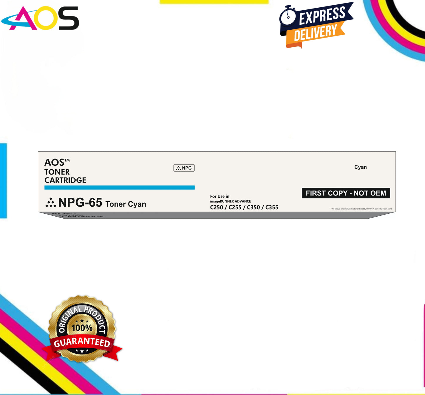 Aos NPG-65 Cyan Toner Cartridge - Replacement For Canon Npg-65 Aos Cartridge