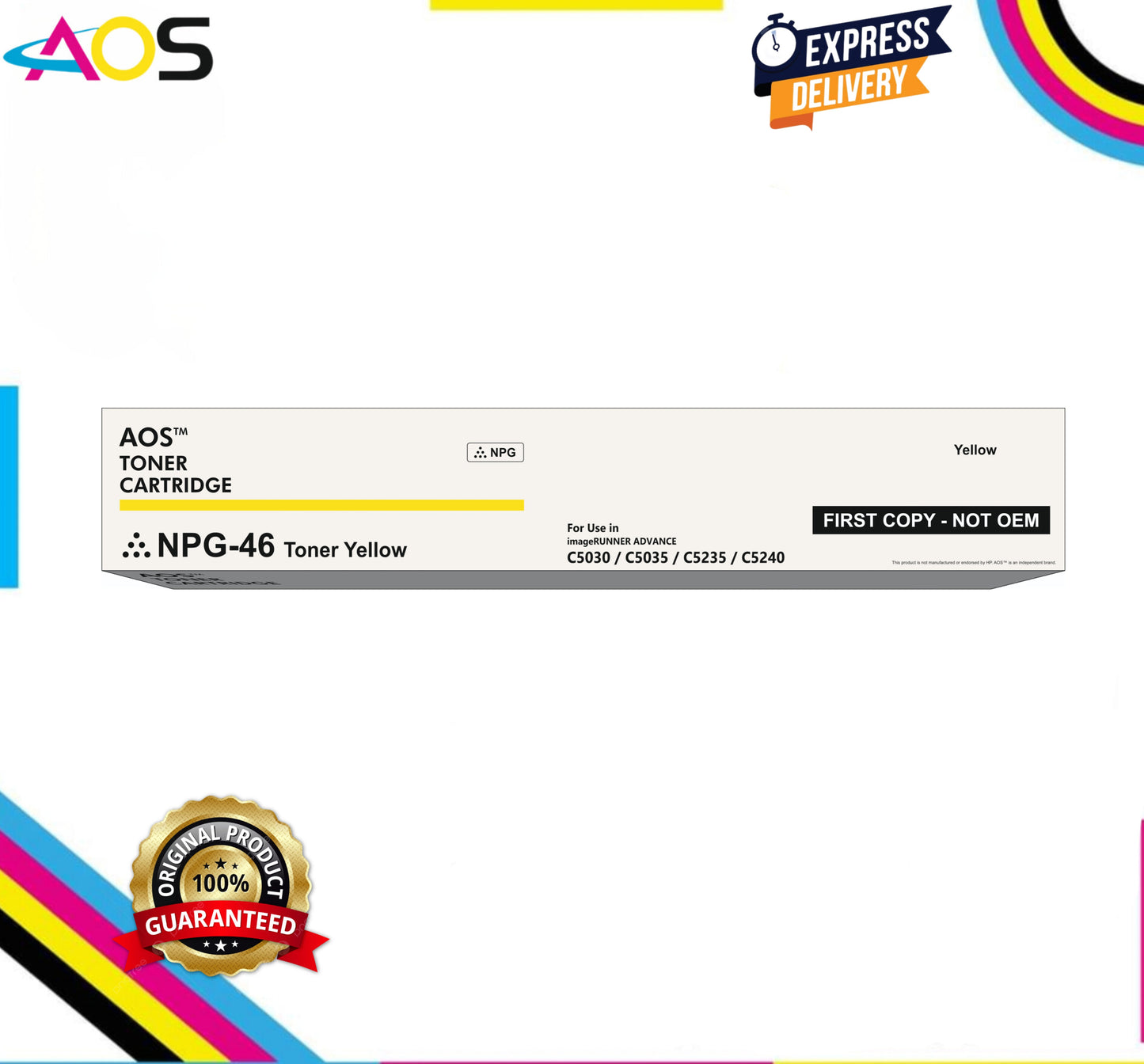 Aos NPG-46 Yellow Toner Cartridge - Replacement For Canon Npg-46 Aos Cartridge