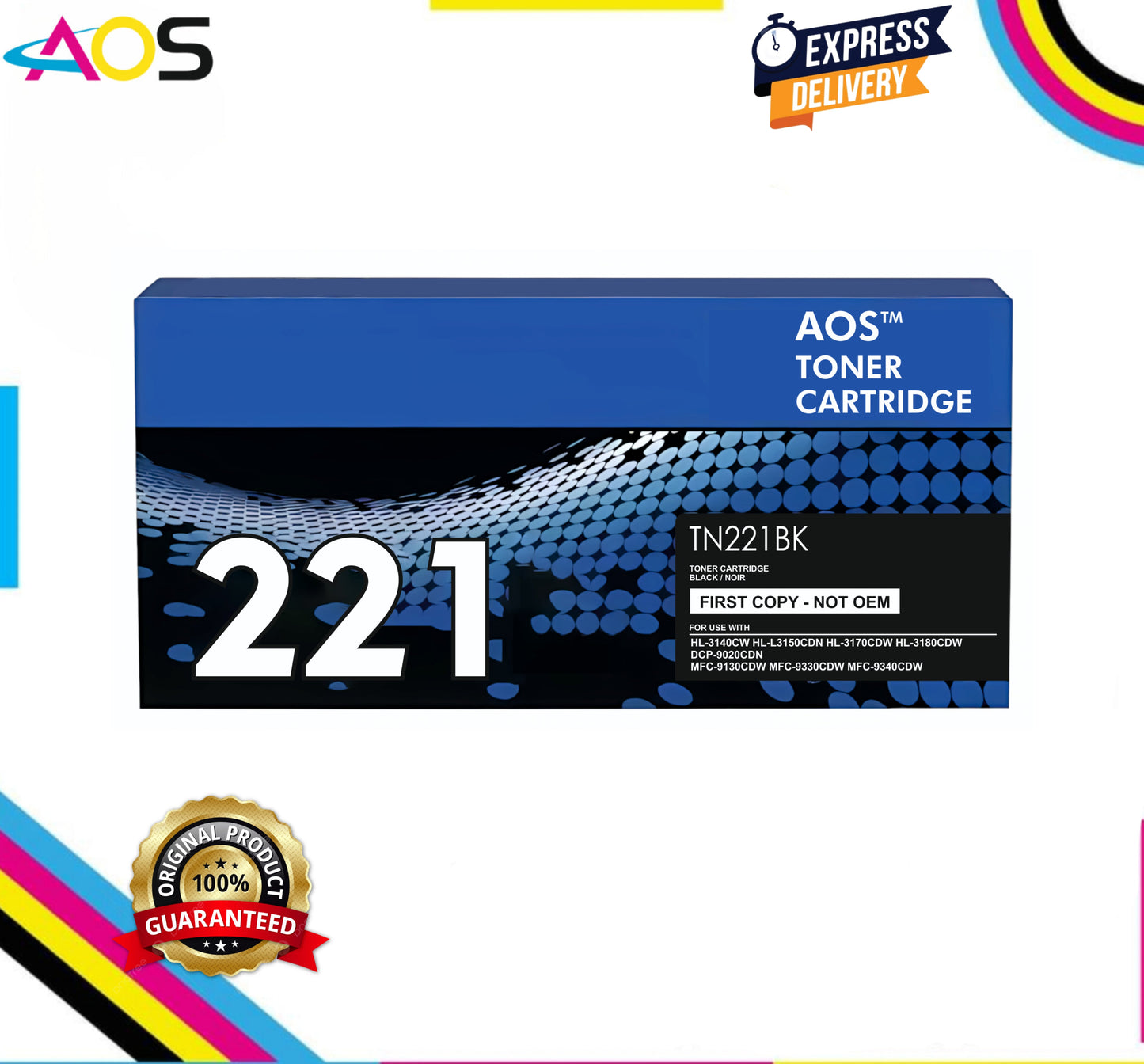 Aos Tn-221 Black Toner Cartridge - Replacement For Brother Tn-221BK Black Aos Cartridge