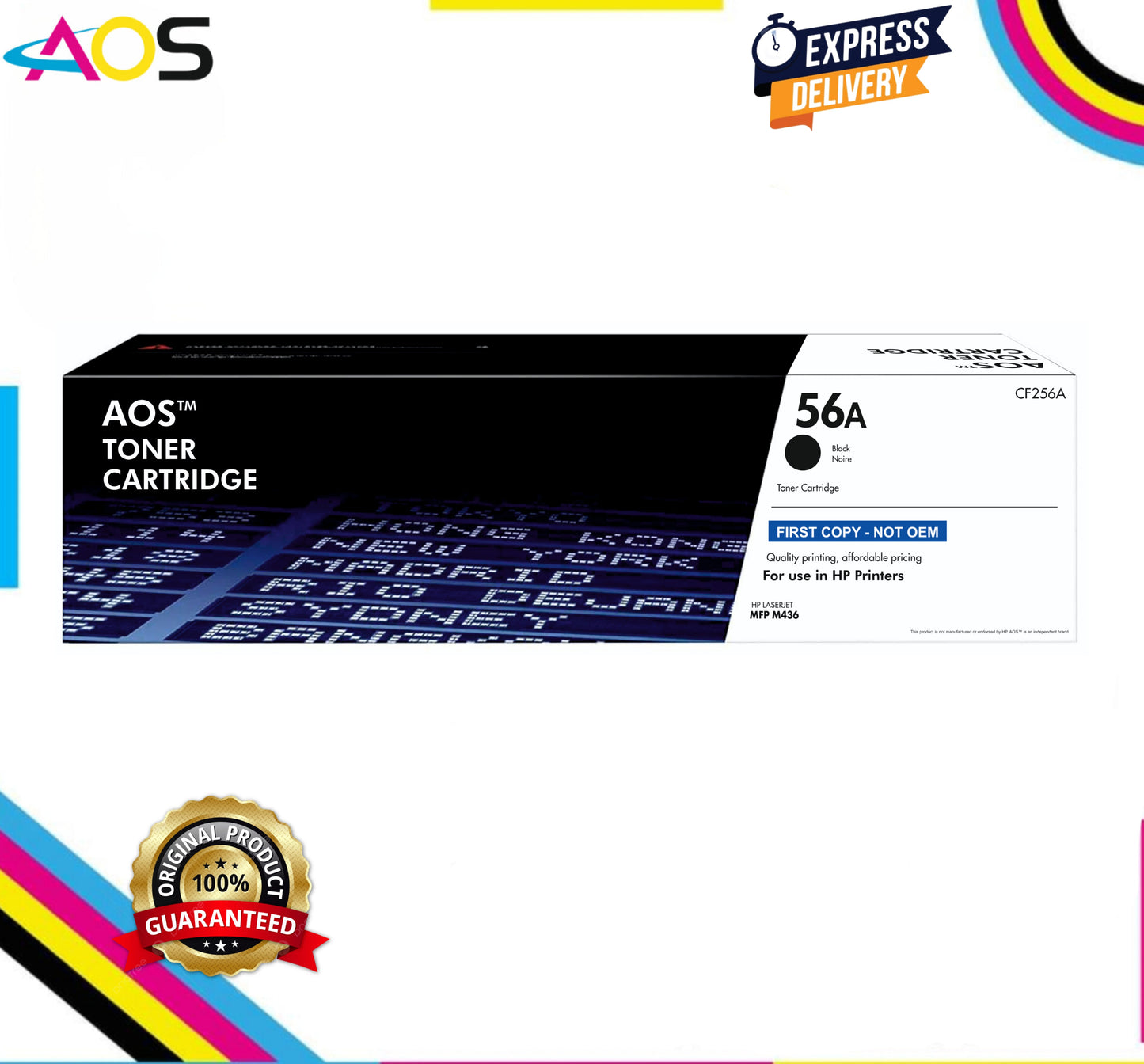 Aos 56A Black Toner Cartridge - Replacement For HP 56A CF256A Aos Cartridge