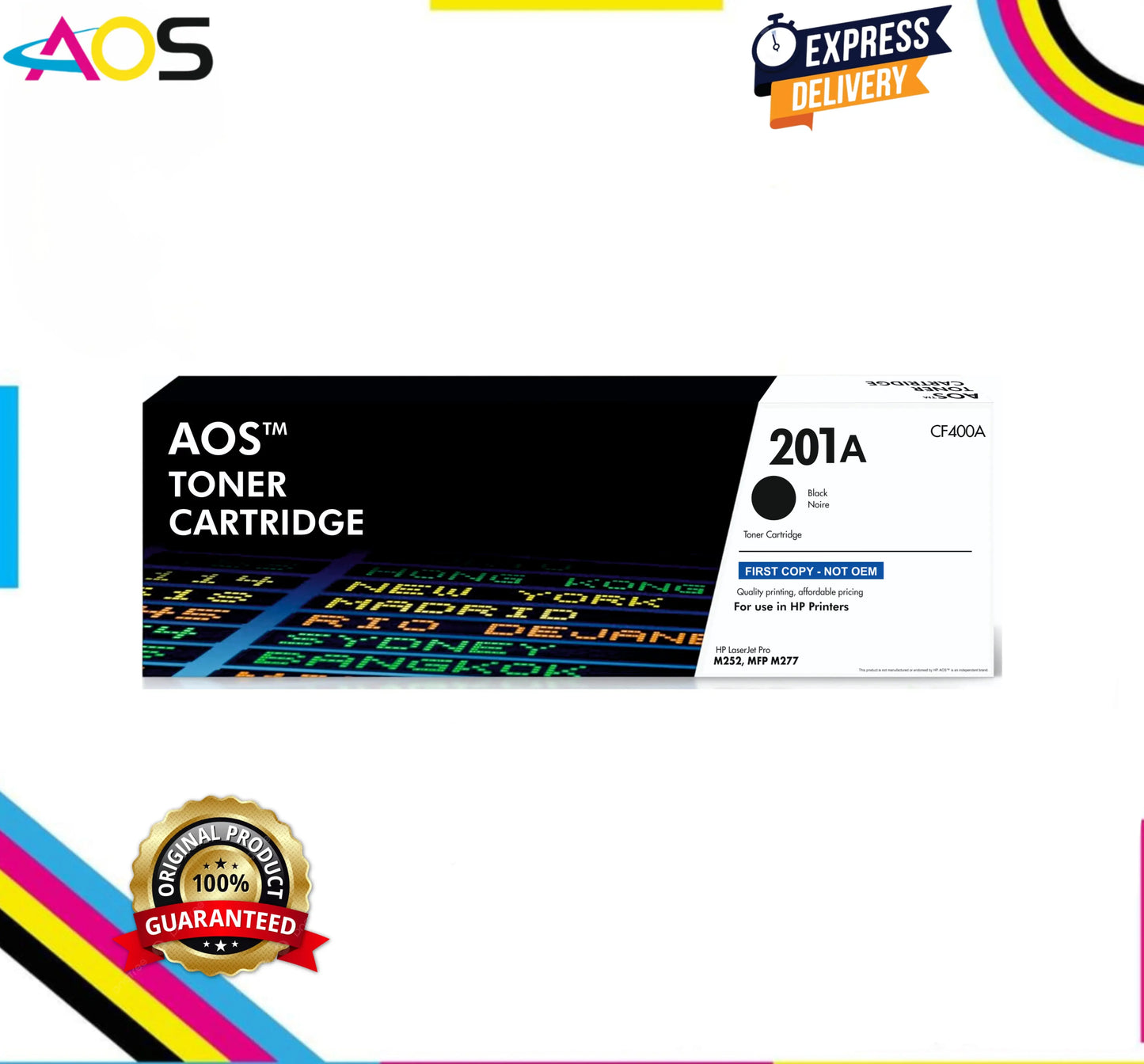 Aos 201A Black Toner Cartridge - Replacement For HP 201A CF400A Aos Cartridge