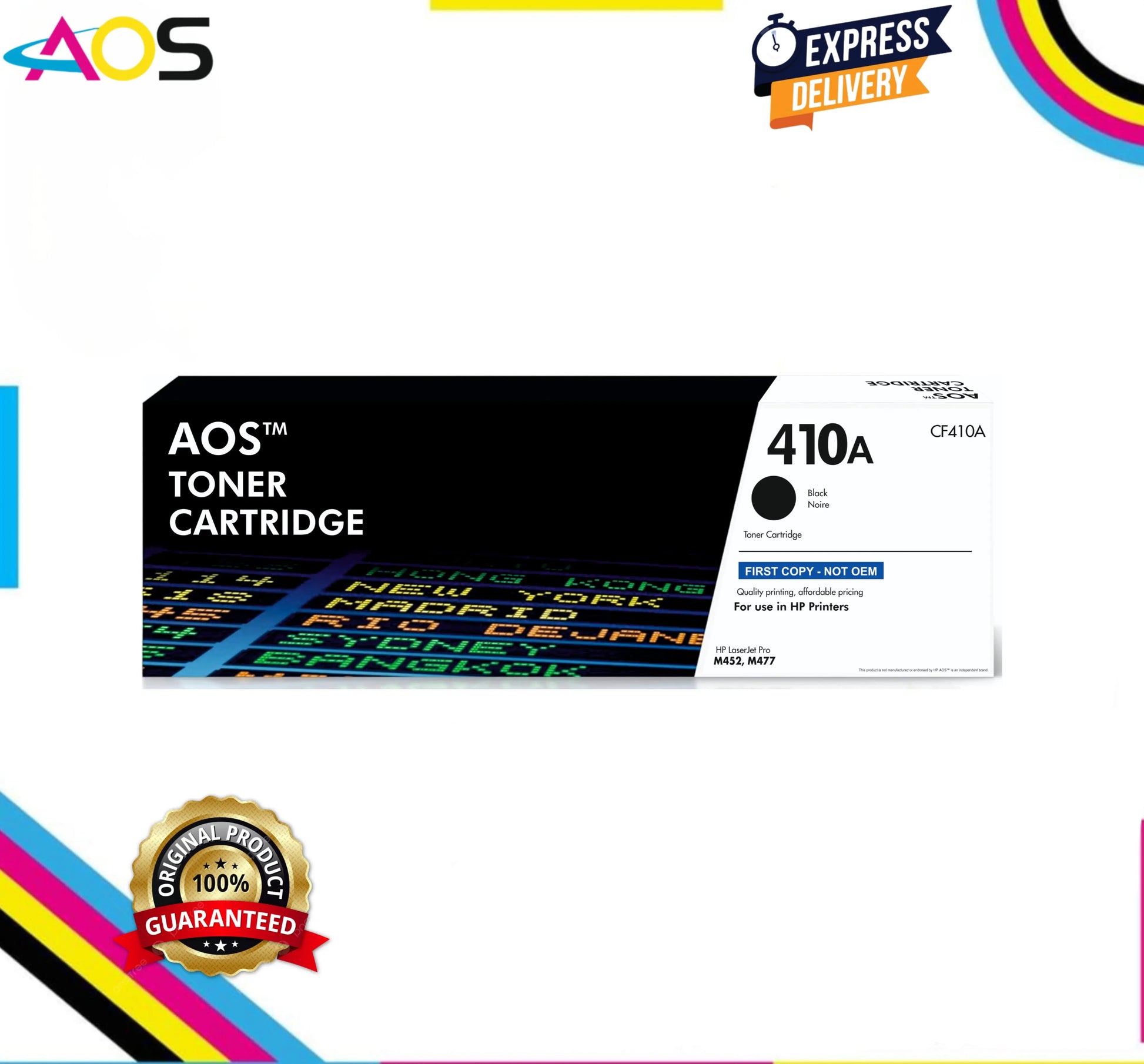 Aos 410A Black Toner Cartridge - Replacement For HP 410A CF410A AOS Cartridge