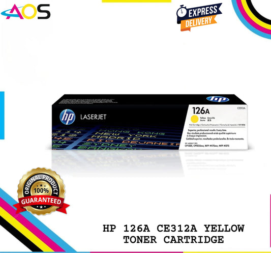 HP 126A Yellow LaserJet Toner Cartridge (CE312AA) AOS Cartridge