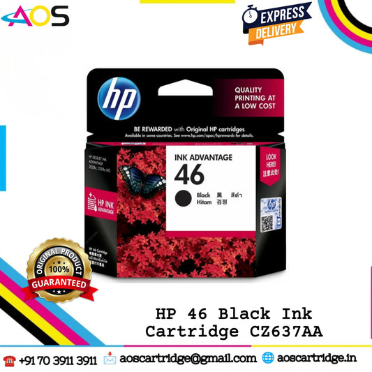 HP 46 Black Original Ink Cartridge, CZ637AA - Rs.765 Aos Cartridge