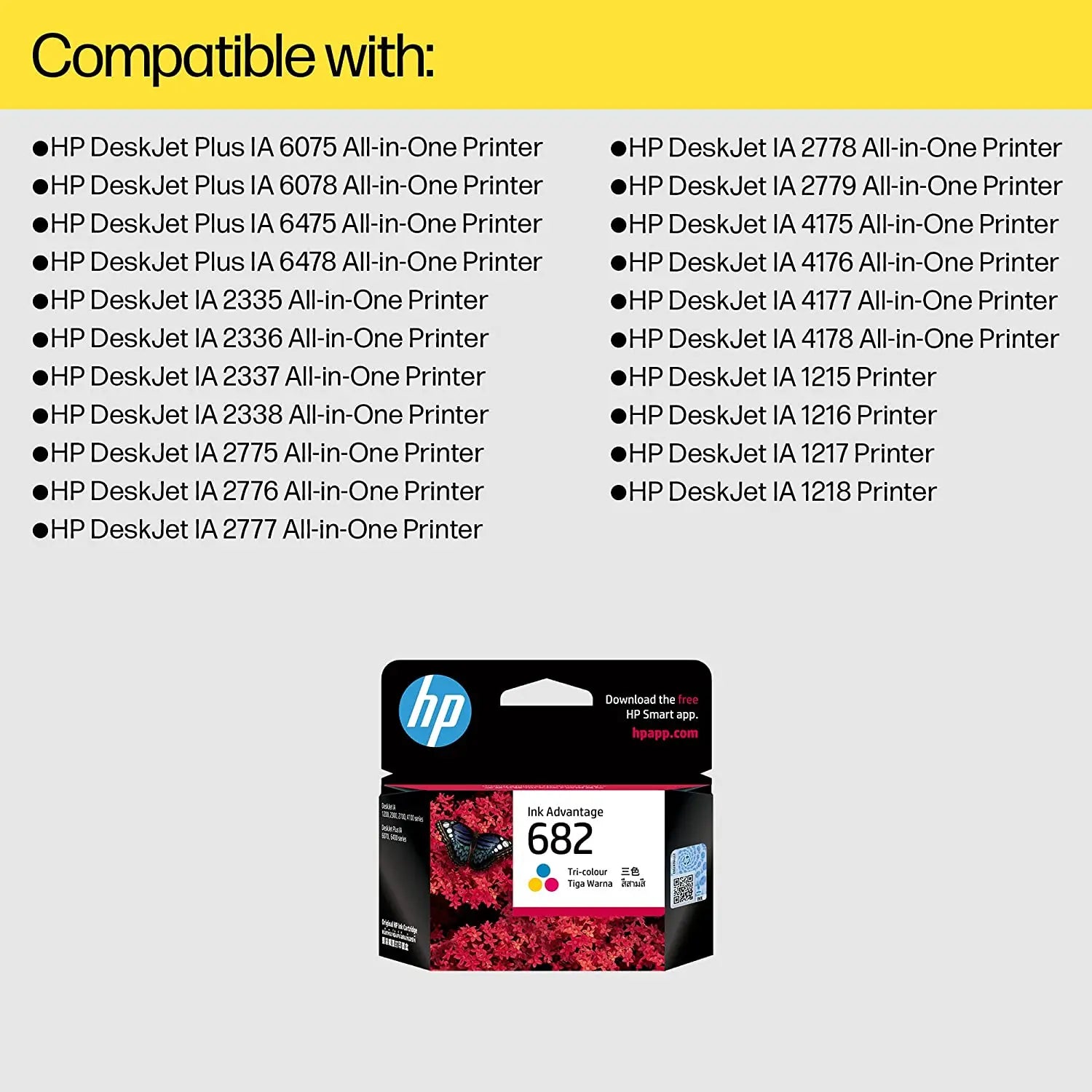 HP 682 Tri-Color Original Ink Cartridge, 3YM76AA - Rs.785 Aos Cartridge