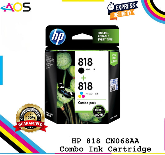 HP 818 Black+TriColor Original Combo Ink Cartridge,CN068AA - Rs.1585 Aos Cartridge