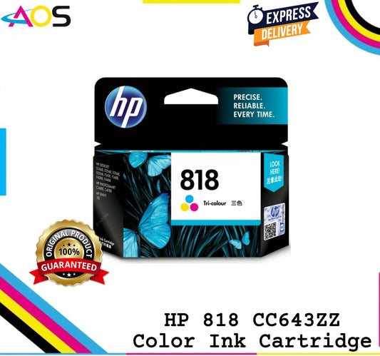 HP 818 Tri-Color Original Ink Cartridge, CC643ZZ Aos Cartridge