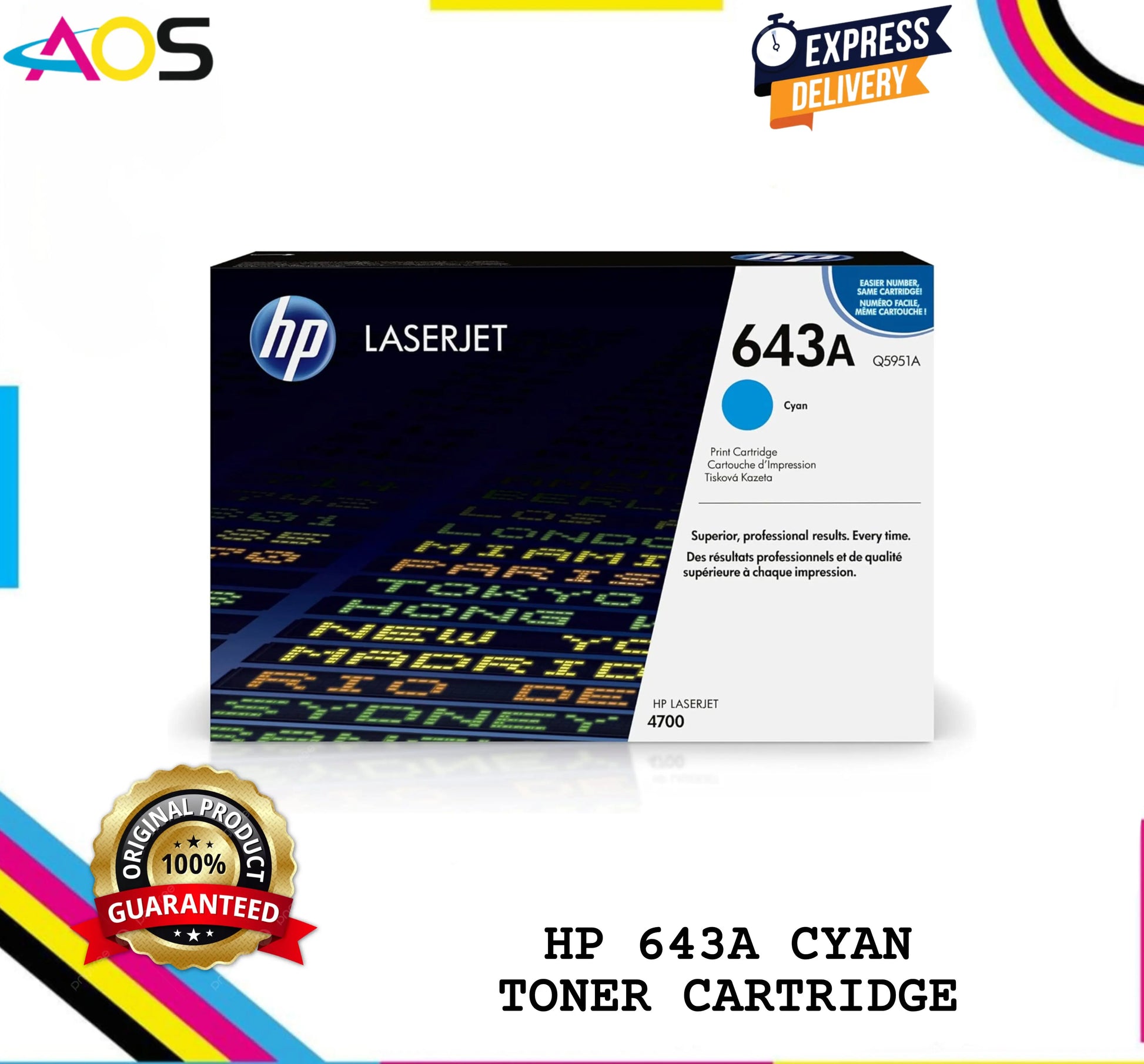 Hp 643a cyan toner cartridge 