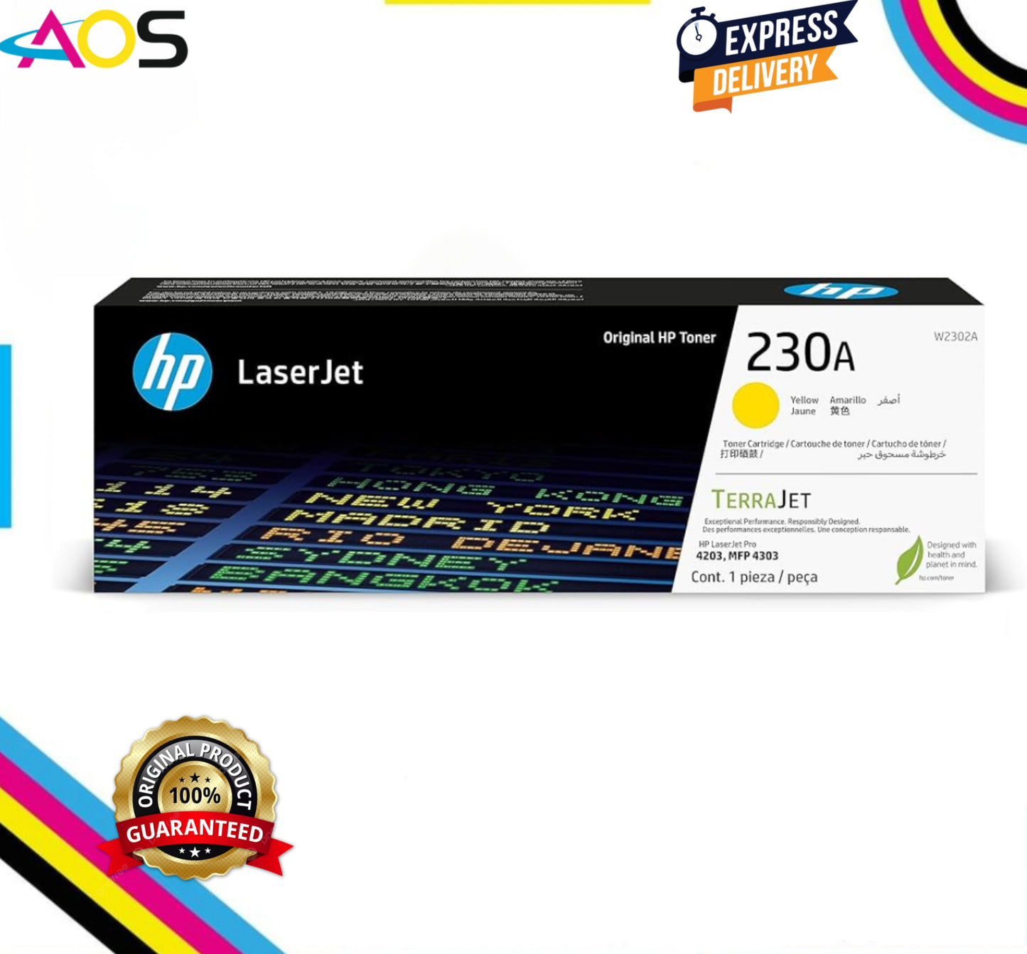 HP 230A Yellow Laserjet Toner Cartridge W2302A Aos Cartridge